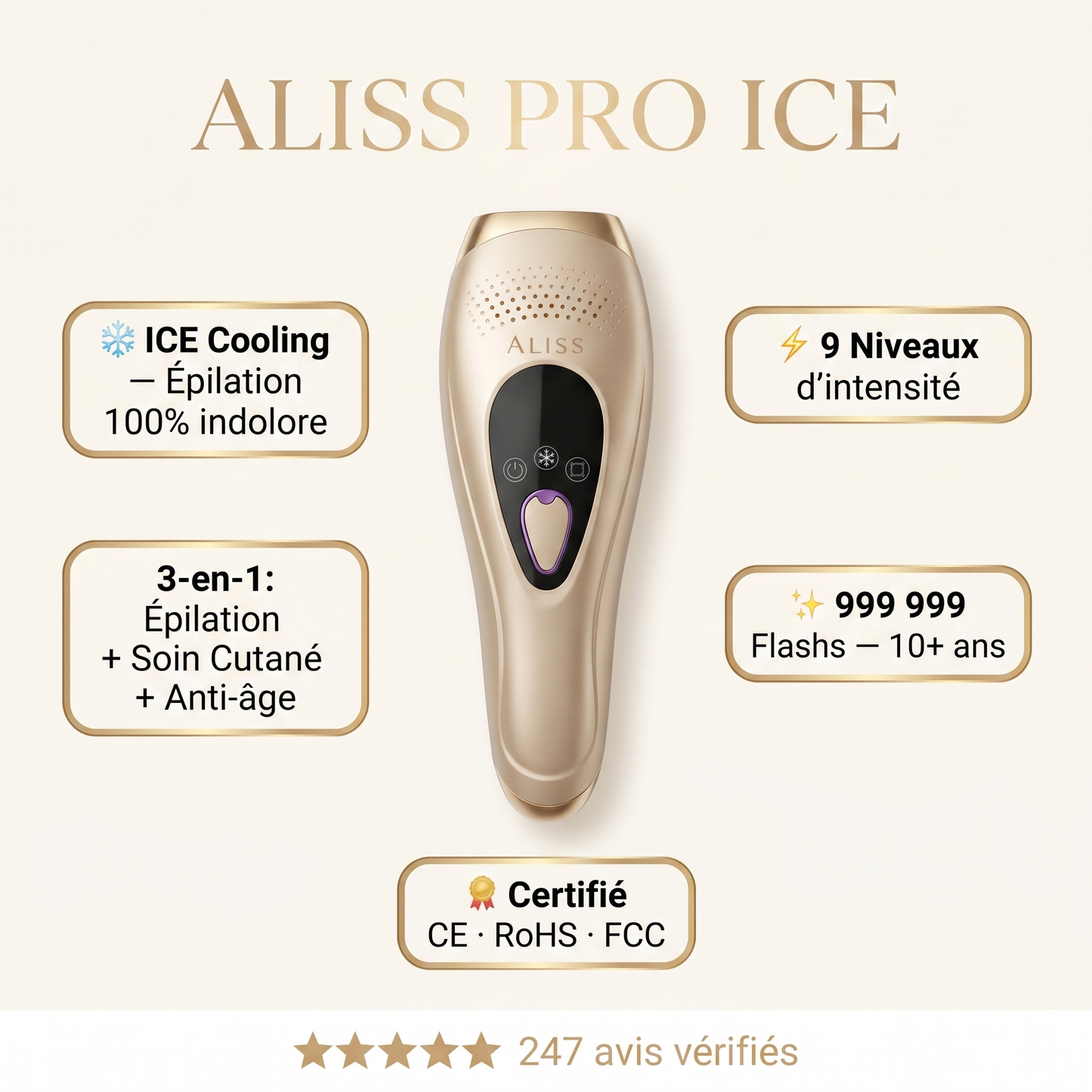 ALISS PRO ICE • ÉPILATEUR À LUMIÈRE PULSÉE